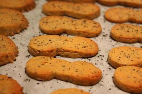 Biscotti salati con farina di riso, paprika e semi di papavero