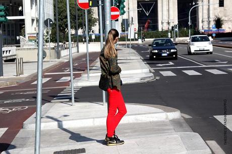 In the Street...Red + Denim + Camouflage, Milan