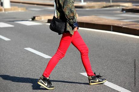 In the Street...Red + Denim + Camouflage, Milan