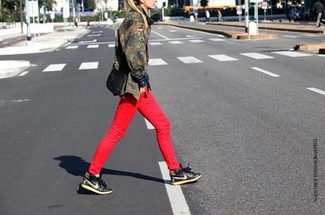 In the Street...Red + Denim + Camouflage, Milan