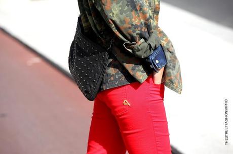 In the Street...Red + Denim + Camouflage, Milan