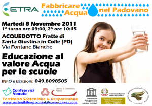 COME SI FABBRICA L’ACQUA? Scoprilo l’8 novembre a Fratte, Acquedotto ETRA di Santa Giustina in Colle (PD)