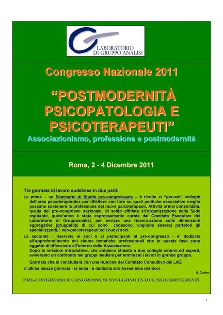 “POSTMODERNITÀ PSICOPATOLOGIA E PSICOTERAPEUTI”