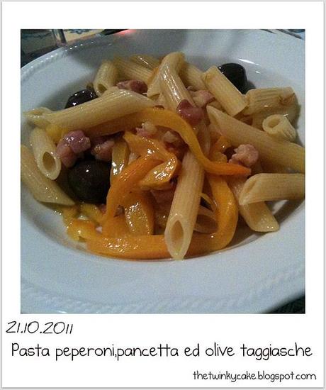 A casa di Elisa: Pasta con peperoni, pancetta ed olive taggiasche