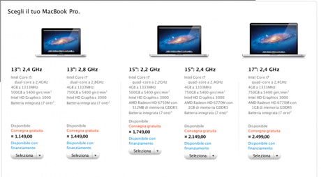 Melablog macBookPro ottobre11 Apple aggiorna la linea MacBook Pro: processori più veloci, hard disk e grafica migliorati