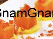 Cubetti zucca parmigiano polvere prosciutto