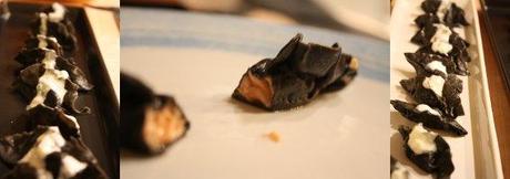 Ravioli: creste nere al salmone con panna acida (Farina di Kamut)
