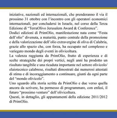 Domani 26 ottobre presentazione di Prim'Olio alla stampa.