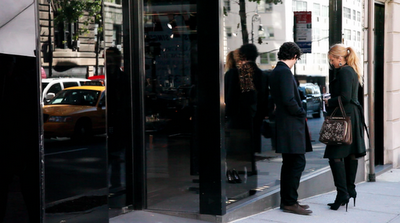 Blake Lively e Penn Badgley sul set di Gossip Girl