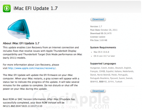 Aggiornamento Firmware ed “Internet Recovery” anche per gli iMac 2011