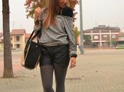 Leather shorts&Romwe; bag&Silver; sweater