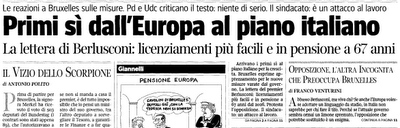 La lettera di intenti del Governo italiano all' Unione Europea, il testo. Focus: licenziamenti e pensioni