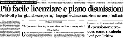 La lettera di intenti del Governo italiano all' Unione Europea, il testo. Focus: licenziamenti e pensioni