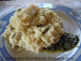 RISOTTO CON PESCE SPADA E ZUCCHINE SU PESTO DI MENTA