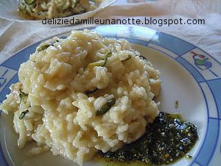 RISOTTO CON PESCE SPADA E ZUCCHINE SU PESTO DI MENTA