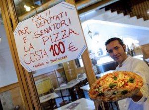 Sei della casta? La pizza ti costa 100 euro