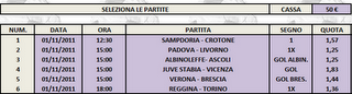 Sistema 6 eventi in 6 terzine per la serie B