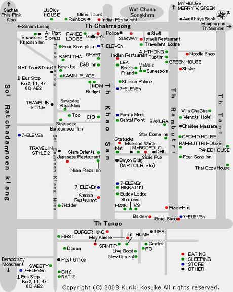 Mappe Bangkok - Metro MRT-Skytrain BTS -  Boat e quartieri di Bangkok