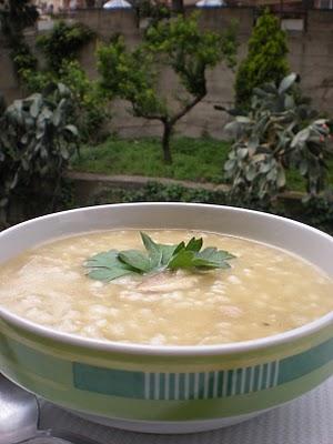 Zuppa di riso patate e funghi