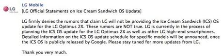 LG: Android Ice Cream Sandwich Arriverà anche su DUAL