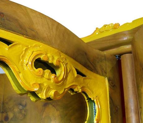 Armadio barocco dipinto decorato radica giallo design myArtistic