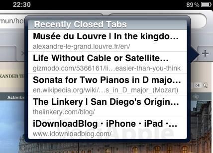 Trucchi iOS 5: ripristinare schede recenti in Safari sull’iPad!