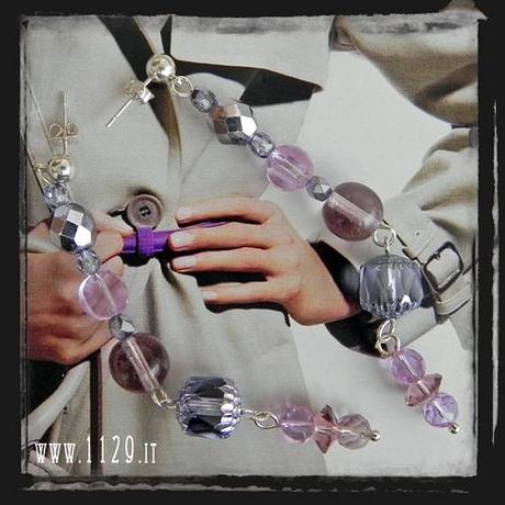 MDLILA orecchini viola argentati purple mix silver unique earrings 1129