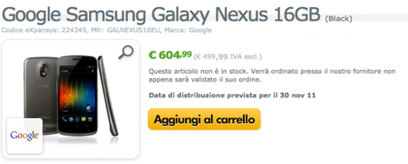 Galaxy Nexus 530x214 Google Galaxy Nexus su Expansys a 605€