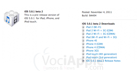 iOS 5.0.1 Beta 2 disponibile per gli sviluppatori