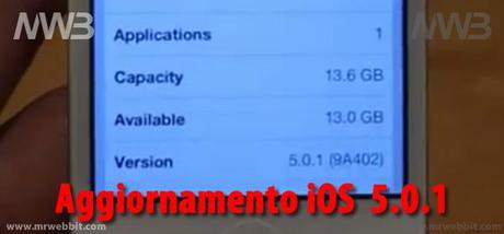 aggiornamento  ios 5.0.1 iphone 4s corretto problema consumo batteria