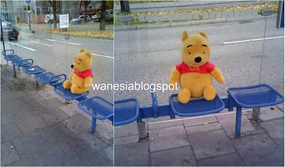 Un orso alla fermata del tram