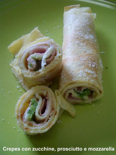 Crêpes con zucchine, prosciutto e mozzarella