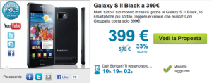 Samsung Galaxy S2 nuovamente in offerta su Groupalia