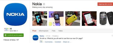 Nokia e Nokiaitalia su Google+