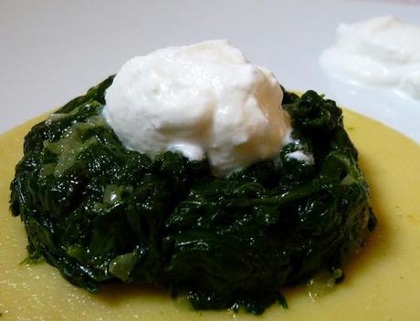 spuma di feta con spinaci