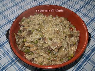 Risotto con Carciofi, Piselli e Funghi