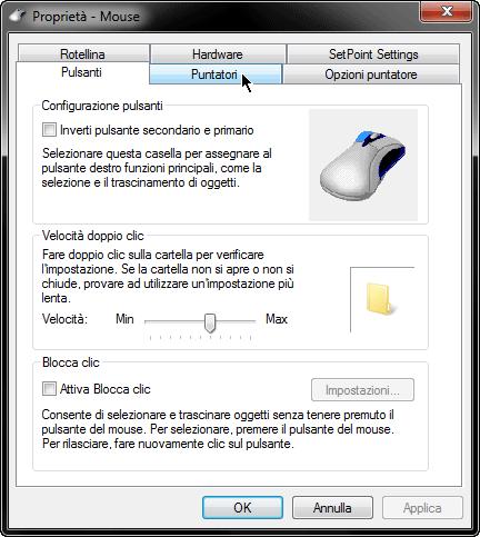 Vuoi cambiare l'icona del cursore del mouse in Windows 7 ??