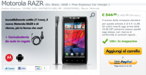 Motorola RAZR: disponibile su expasys