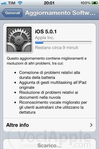 Apple rilascia ufficialmente iOS 5.0.1 per iPhone iPod Touch e iPad, correggendo numerosi bug