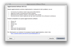 Apple rilascia aggiornamento iOS 5.0.1