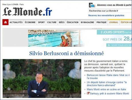 Dimissioni di Berlusconi, le Prime Pagine dall’Italia e dal Mondo