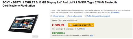 Sony tablet S in offerta su ePrice