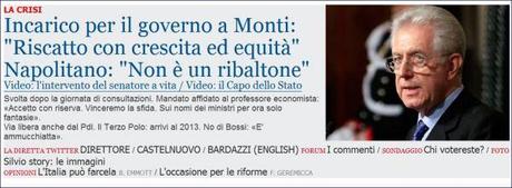 Napolitano incarica Mario Monti di formare il nuovo governo, una sintesi delle ‘idee’ del Professore..