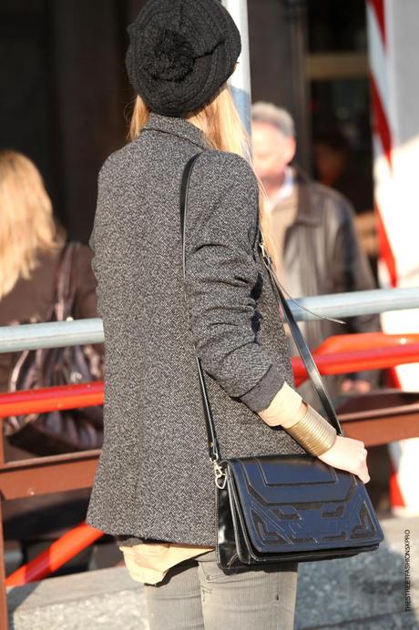 In the Street...Black & Gray denim + Vintage Piedipull, Milan