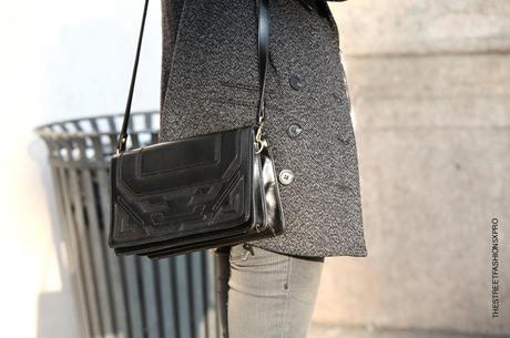 In the Street...Black & Gray denim + Vintage Piedipull, Milan