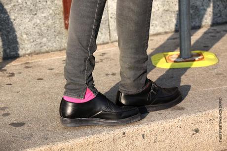 In the Street...Black & Gray denim + Vintage Piedipull, Milan