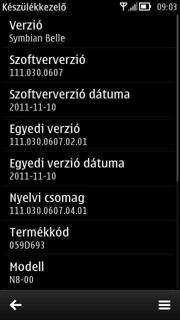 Download: firmware v11.030.0607 di Symbian Belle per N8