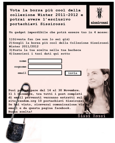 Concorso brand ''Sissirossi'': Vota la tua borsa preferita e vinci 10 portachiavi firmati Sissirossi