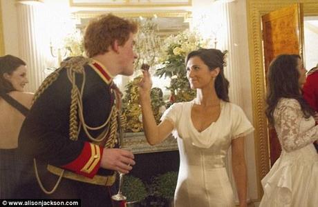 Fancy a nibble? The pair flirt during the wedding reception, as imagined by sartorial photographer Alison Jackson