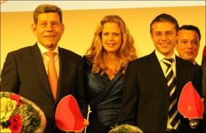 Consegna premio Diversity Prize (da sinistra, Bernhard Mattes, Amministratore Delegato Ford, Barbara Schöneberger, Gunnar Berning, CEO twago, Frank Kohl-Boas, Head of HR Google DACH)